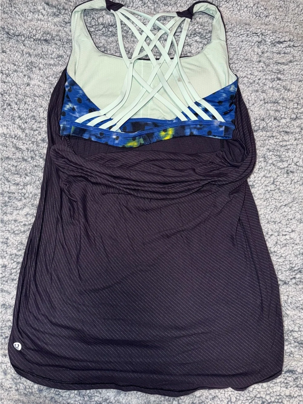 lululemon athletica Black Tank with Mint Strappy Back